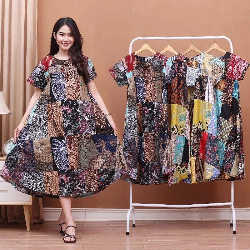 Daster Perca Katun Jumbo LD 110-120 PB 105 Bawah Mayung Busui Bumil Dada Resleting Bahan Kencana Ung