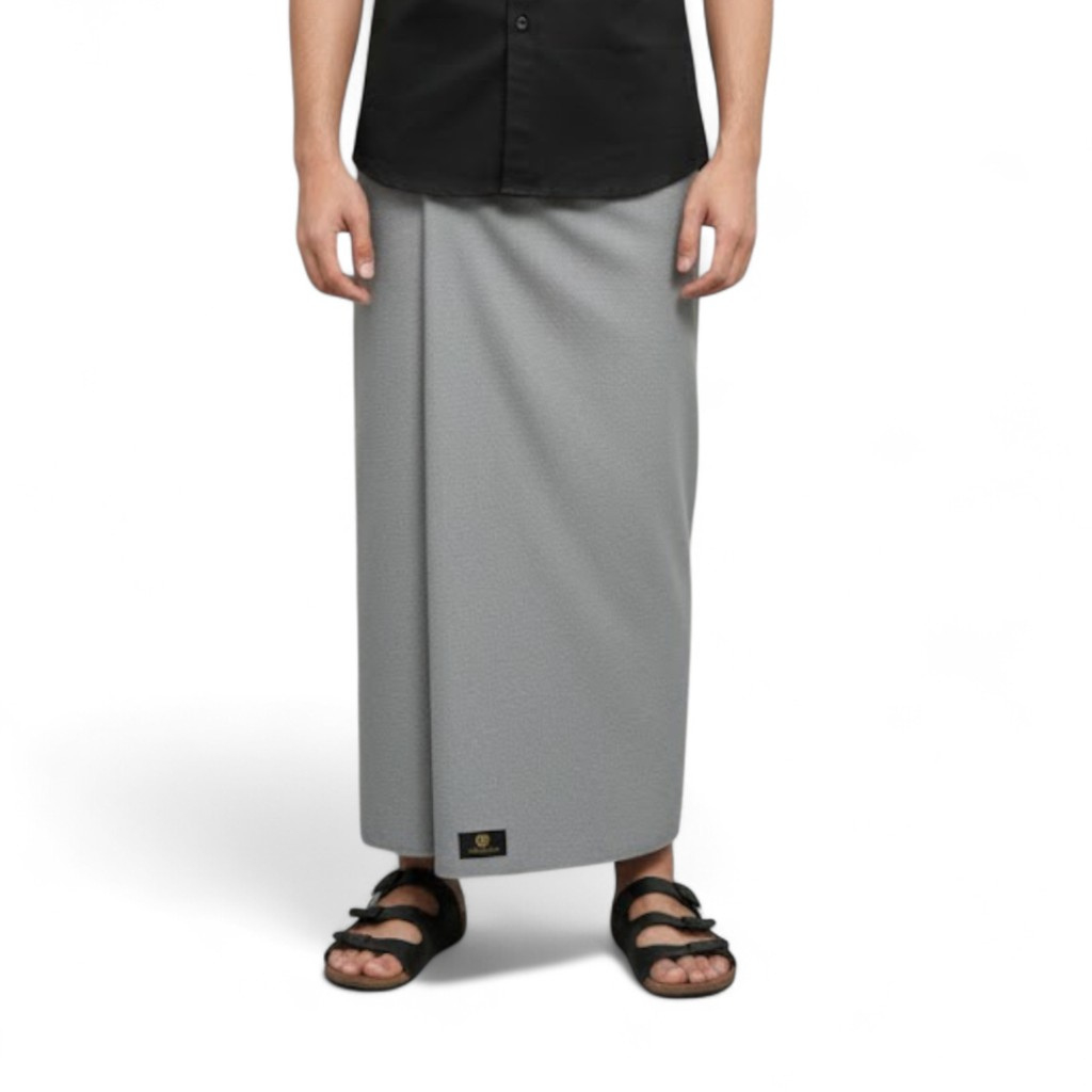 HIJJAZ Sarung Pria Dewasa Motif polos Abu