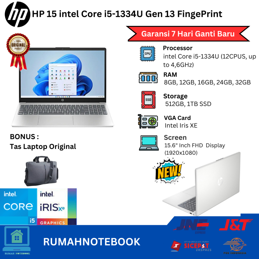 Laptop Baru Hp Core i5 (Gen13) 12Cpu Up to 4,6Ghz | Intel Core 5 120u 12Cpu 5.0Ghz Touchscreen
