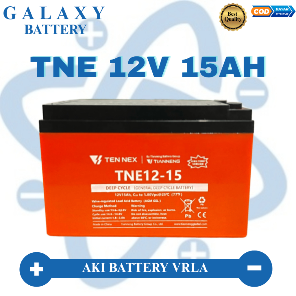 Aki Tianneng Aki VRLA 12V 15Ah Aki Sepeda Listrik dan Mainan Anak