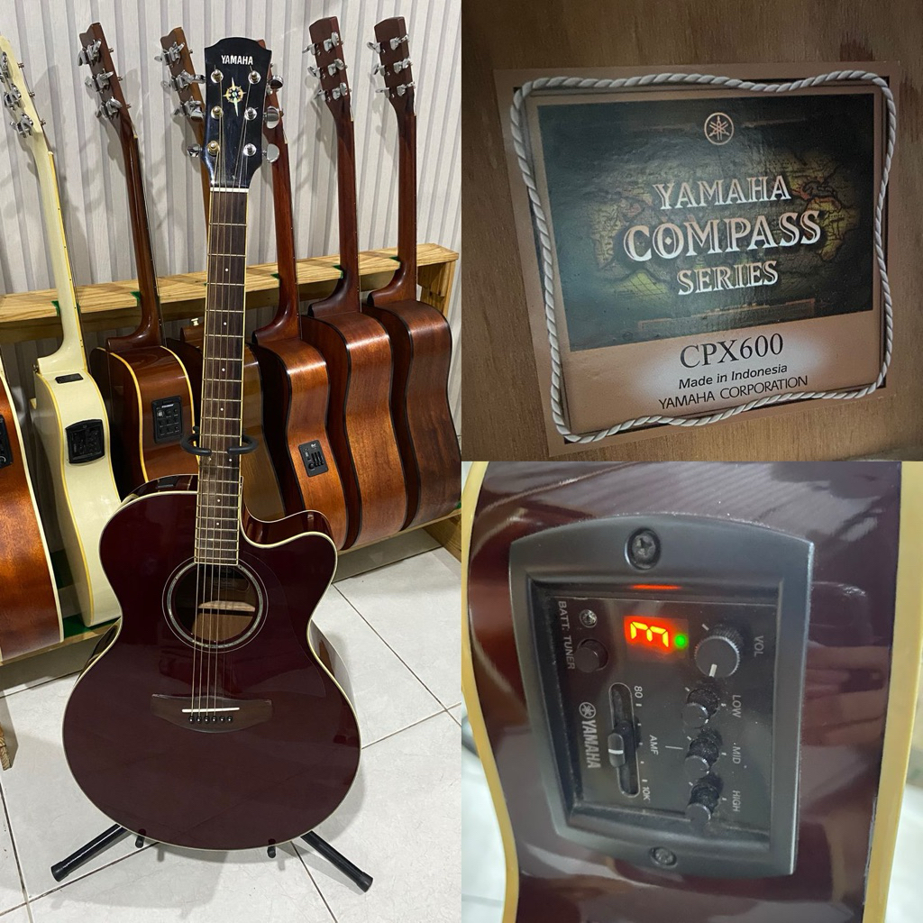 Gitar Akustik Elektrik Yamaha CPX600 Second Original - Warna Burgundy/Marun | Kondisi 97% Mulus