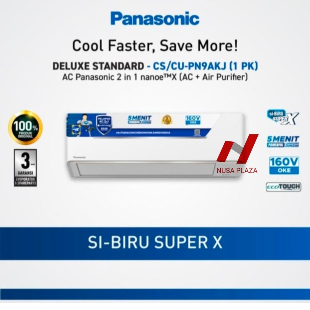 AC PANASONIC 1 PK DELUXE NANOE CS-PN9AKJ BLUE FIN