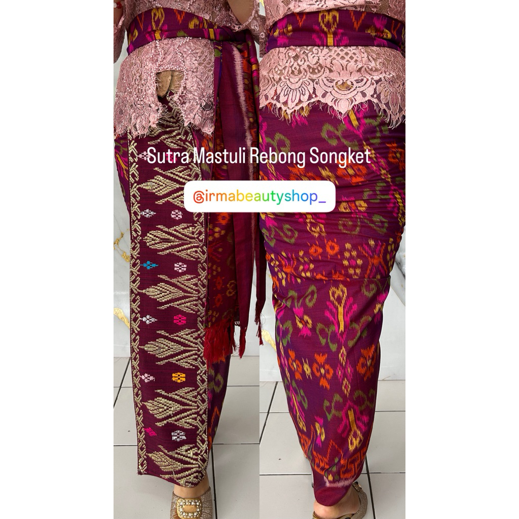 Sutra Mastuli Tumpal Rebong Songket Set Selendang