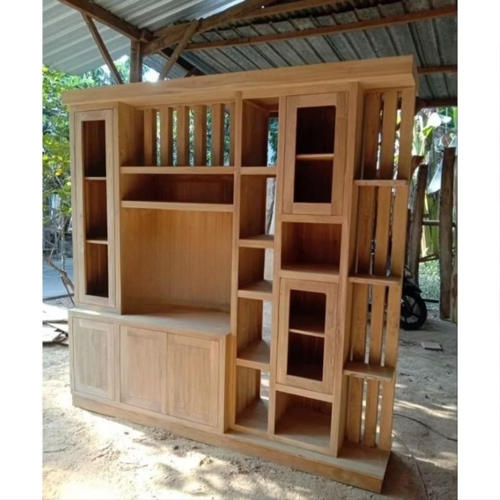 bufet tv partisi jati/bufet partisi jati model minimalis/bufet penyekat ruangan