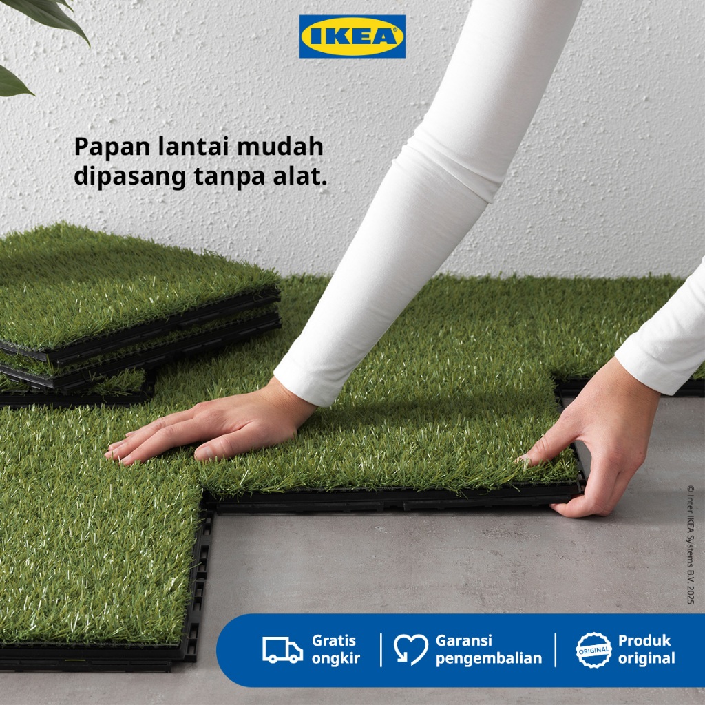 IKEA RUNNEN Decking Tile Bongkar Pasang Rumput Tiruan 0.81 m² Isi 9Pcs