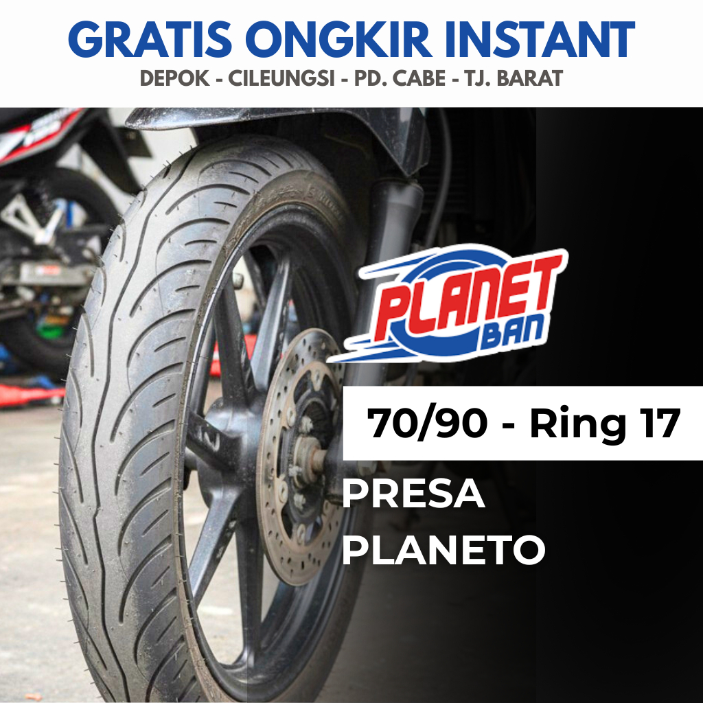 Ban Motor Ring 17 - 70/90 Presa Planeto TUBELESS (Ban Motor Supra X 125, Karisma, Vega R, Revo, Satr