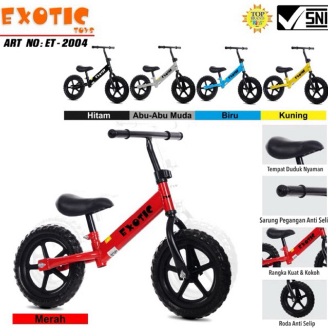 Balance Bike Exotic (Ban Plastik) Sepeda Melatih Keseimbangan Anak