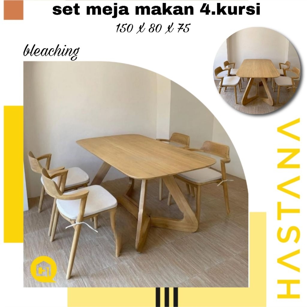 set meja makan 4 kusi meja kursi cafe