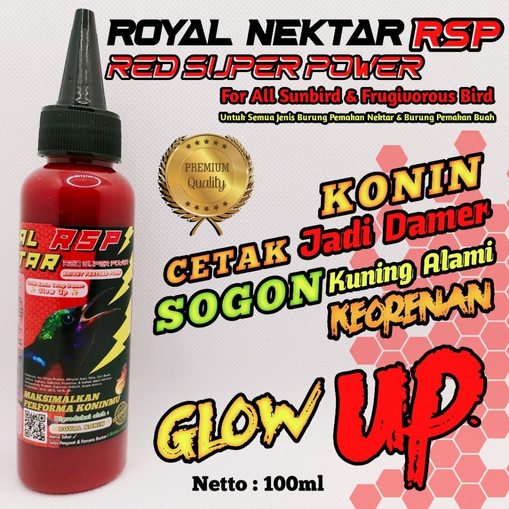 Royal Nektar RSP Nektar Premium Pakan Kolibri Konin Tetap Damer Sogon Kuning Alami Aman Tanpa Kroto