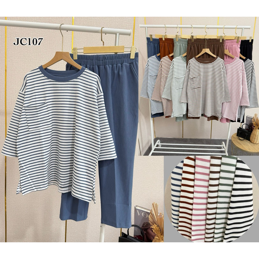 NONACELLINE || Set Kaos Salur 7/8|| Set wanita salur