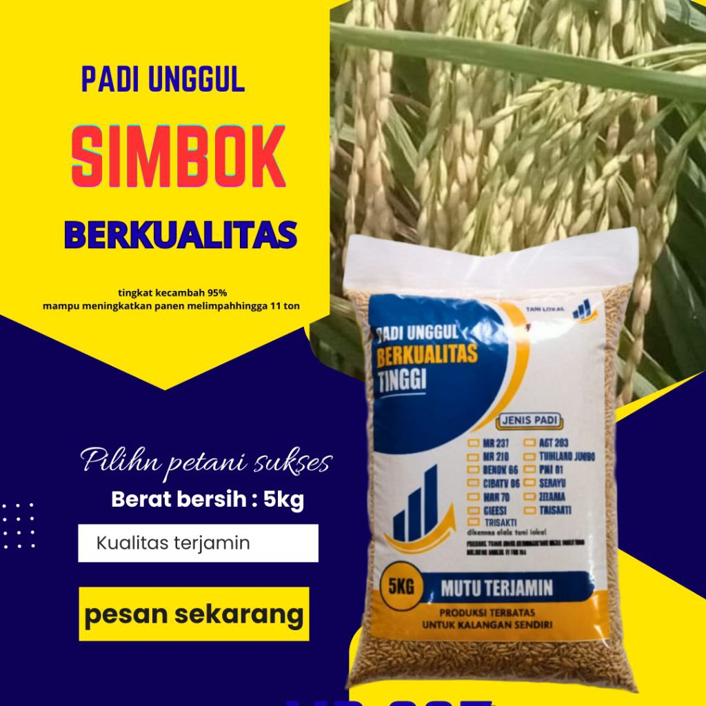 Padi Unggul Simbok kemasan 5 kg benih padi 5kg
