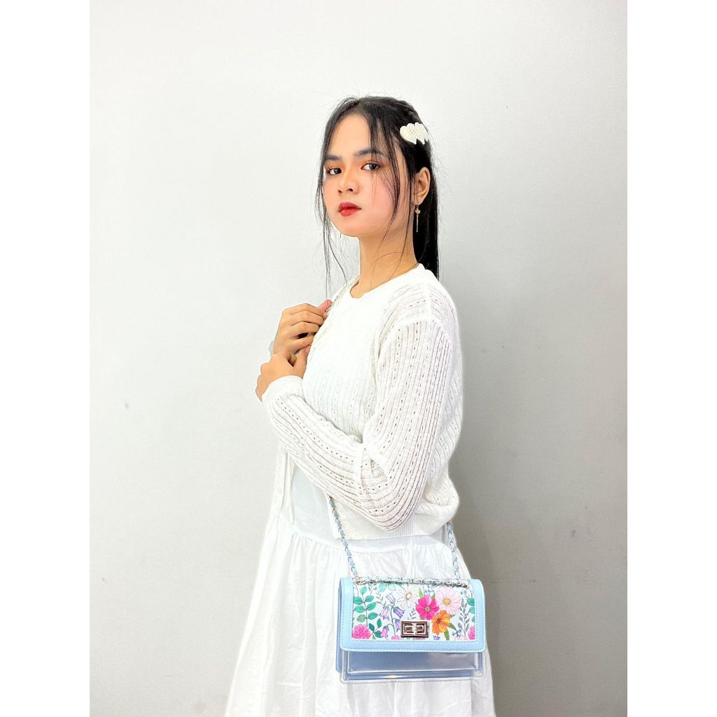 Marc Eliza Jelly Bag PVC Flap Flower Shoulder Bag