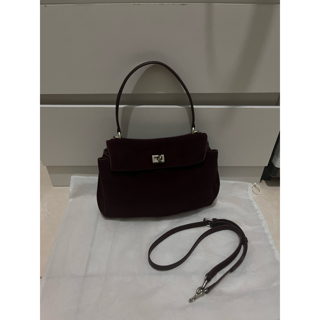 Zorro small sling and shoulder bag suede mix kulit asli warna wine | Tas ala rodeo burgundy kulit as