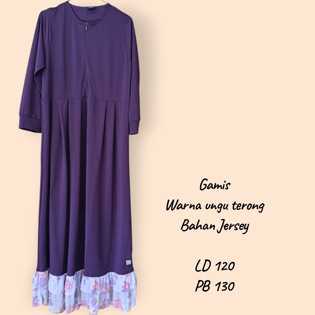 PRELOVED GAMIS BAHAN JERSEY WARNA UNGU TERONG