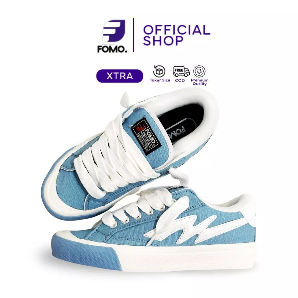 FOMO Sepatu Sneakers Unisex Ice Blue 39-44 || FOMO Sepatu Kasual Unisex Pria Wanita 39-44