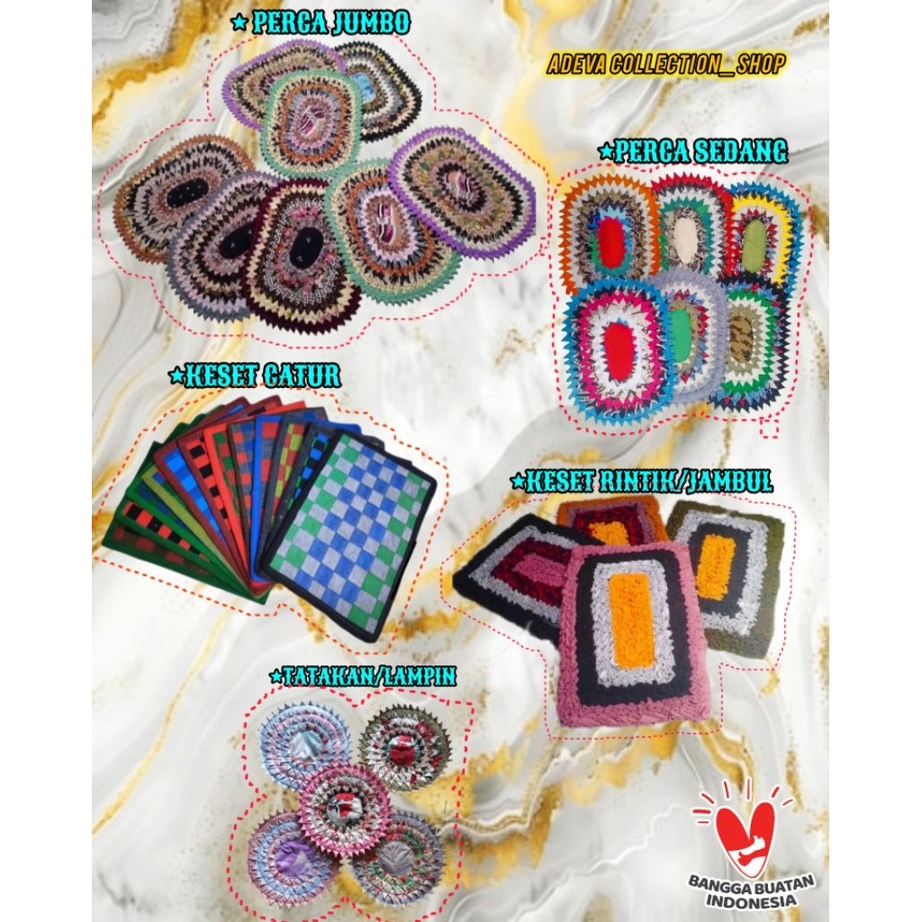NEW ADEVA Keset Kain Perca/Keset Perca Jumbo/Keset Motif Catur/Keset Rintik Jambul/Tatakan Lampin BE