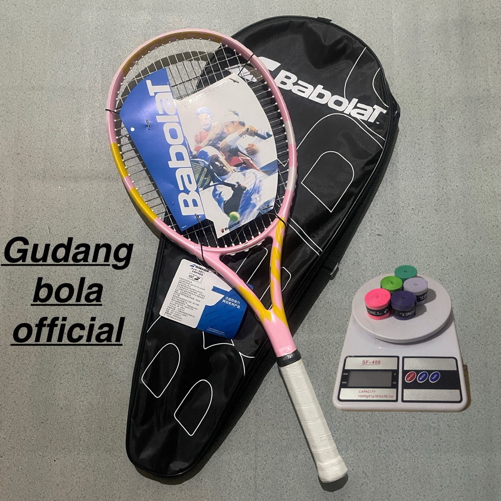 Raket Tenis Lapangan Carbon Premium + Senar ( sudah terpasang ) free tas dan grip
