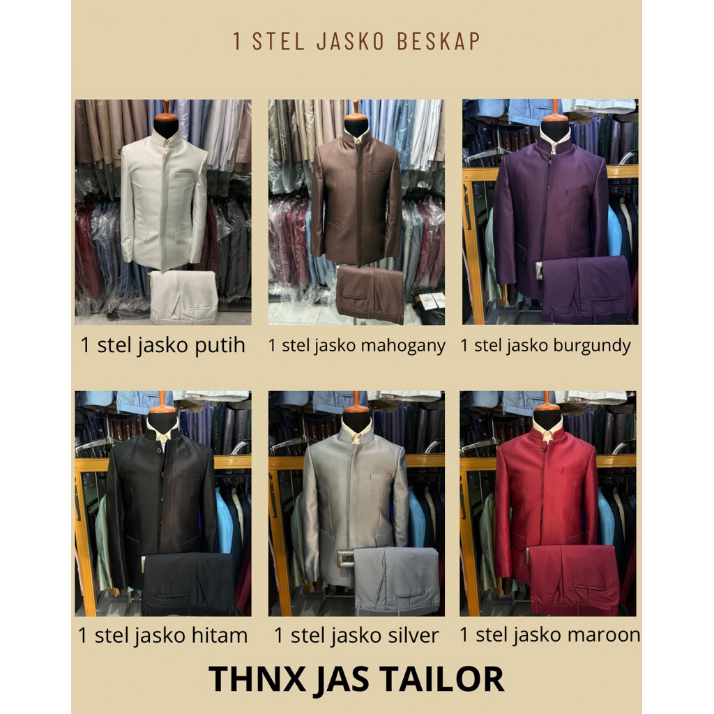 1 stel jasko beskap jas betawi jas demang jas adat jas kerah sanghai jas cheongsam pria jas wedding 