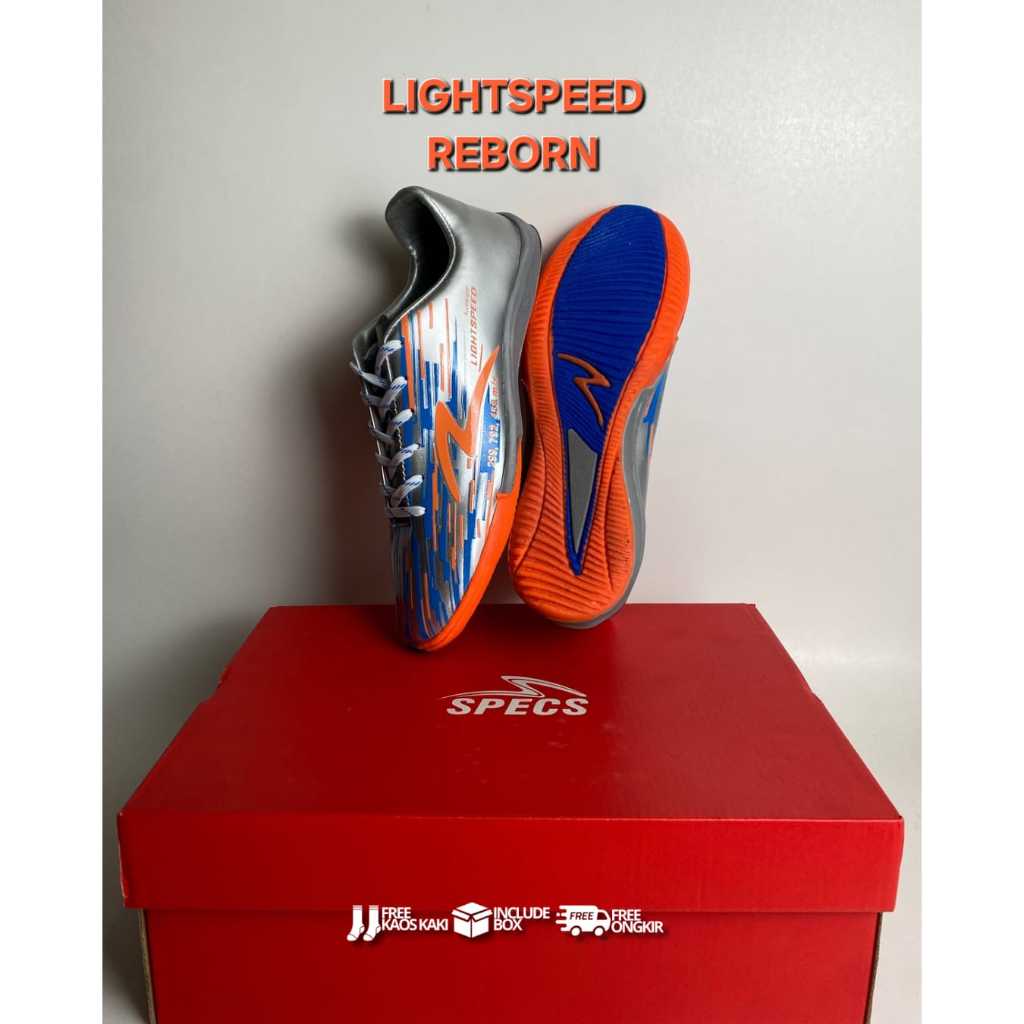 SPECS LS REBORN IN SILVER ORANGE. SEPATU FUTSAL LIGHTSPEED TERBARU