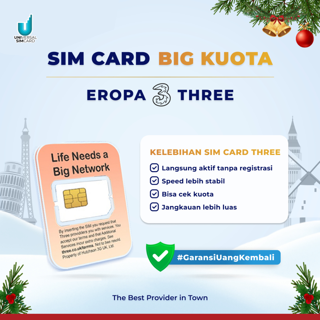Unisim Sim card Eropa Three UK 28 hari || Sim card Europe 3uk || Simcard three BIG DATA + Local Call