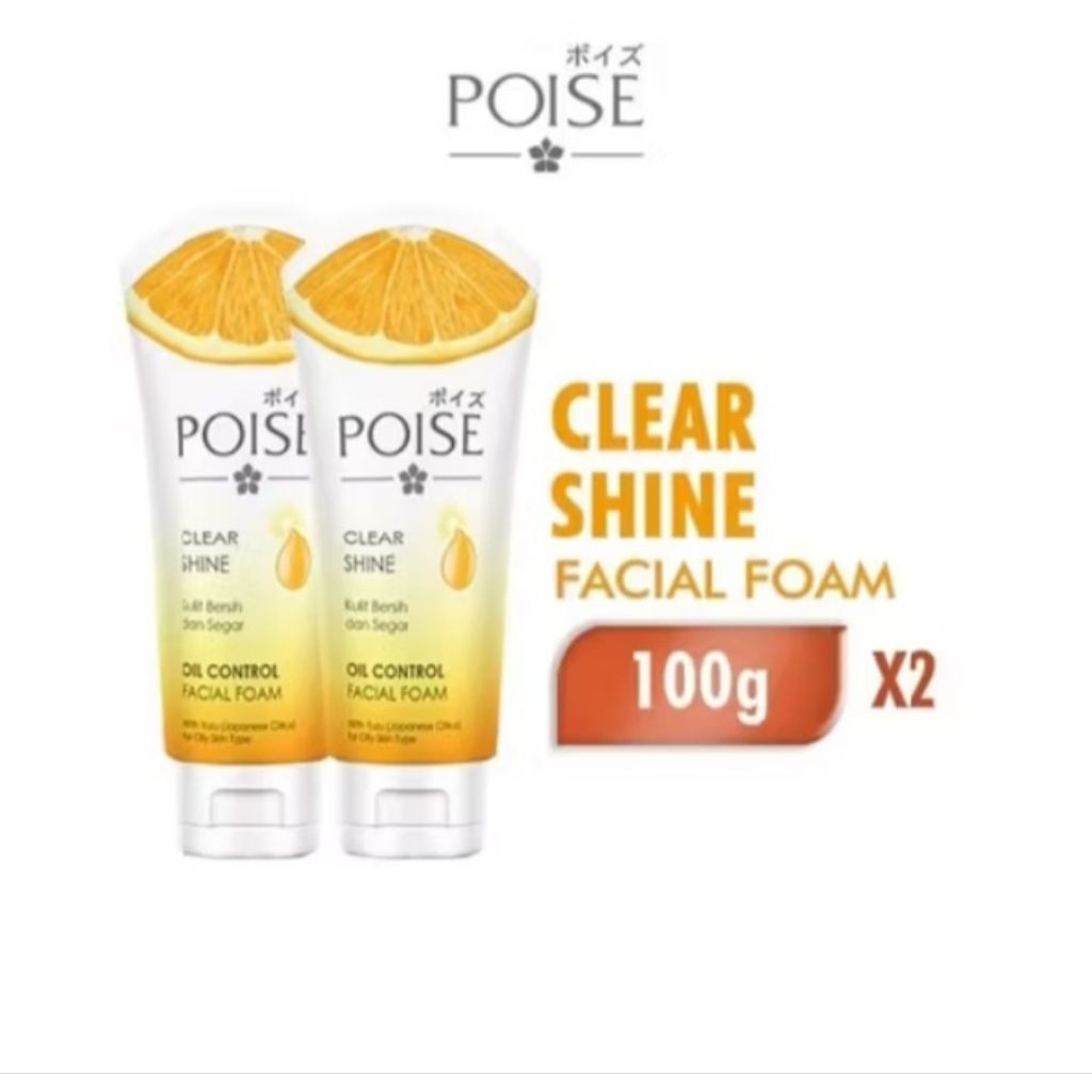 (PAKET HEMAT ISI 2 PCS) POISE FACIAL FOAM CLEAR SHINE 100GR