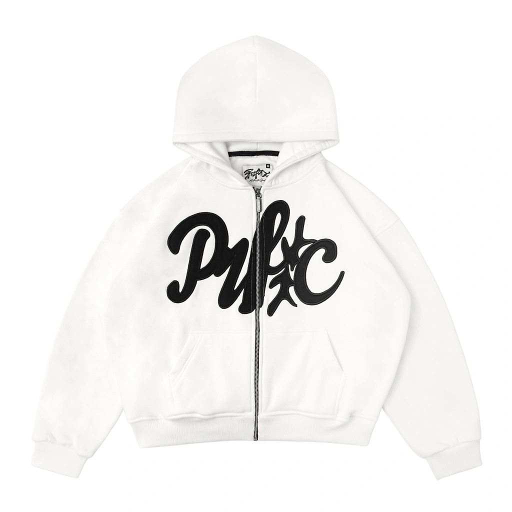 SECOND PREFACE CURSIVE BASIC ZIP HOODIE BROKEN WHITE