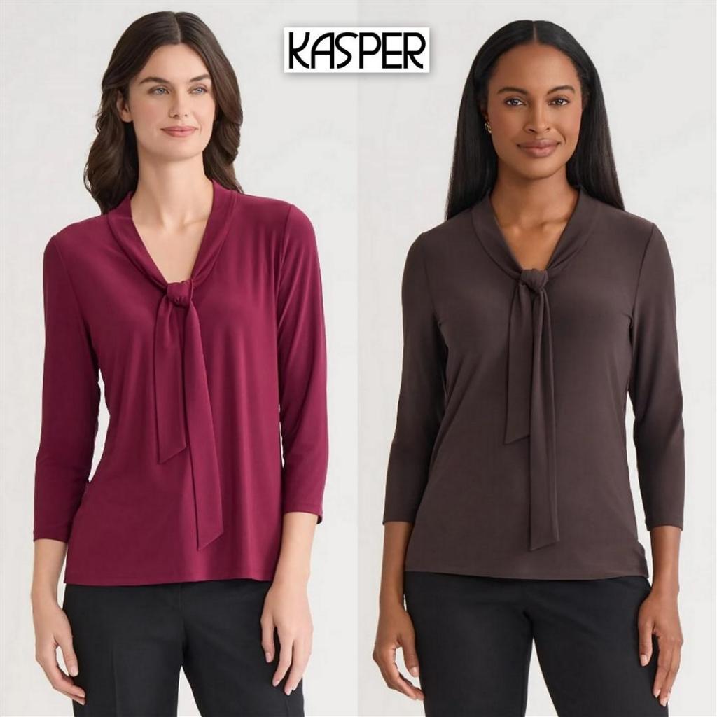 Mode Republic - Knit Tie Neck Top - Business Casual Blouse - Baju Atasan Kerja Wanita Premium Terbar