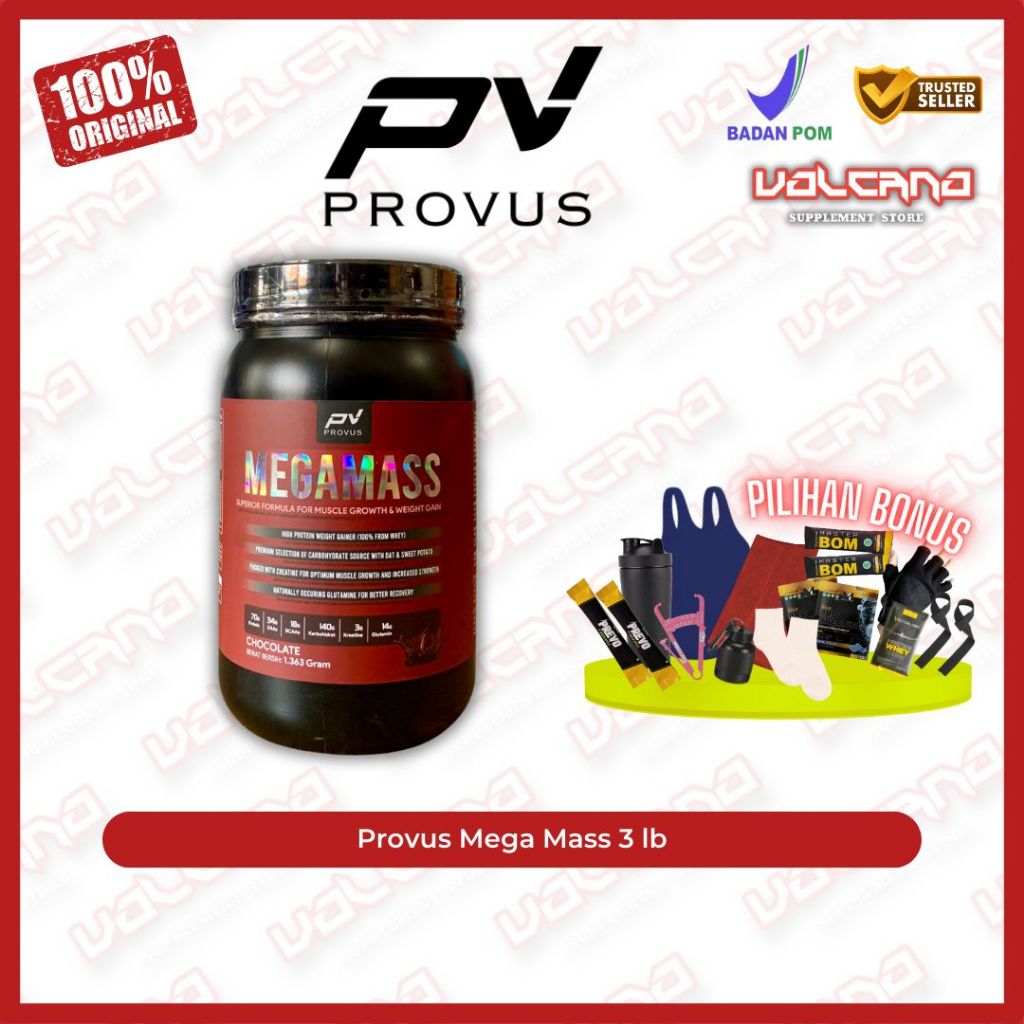 Provus Mega Mass 3 lb 1363 gr PV Weight Gain Gainer Bulking HALAL BPOM