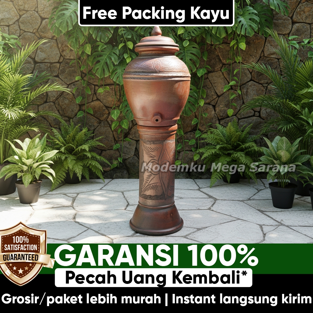 Set Padasan Untuk Wudhu Tempat Cuci Tangan + Dudukan Tanah Liat Gerabah - Ukuran 36cm x 54cm + Packi