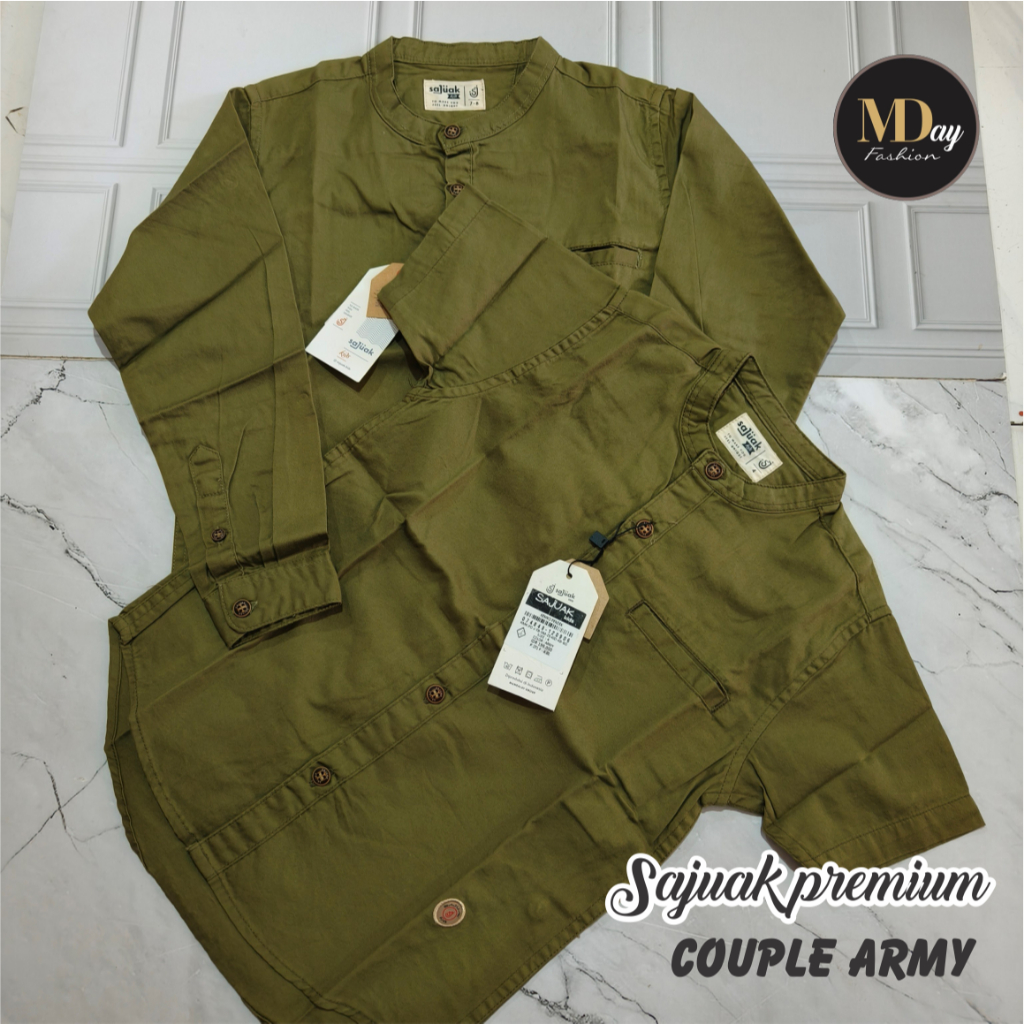 SAJUAK ARMY PREMIUM BAJU KEMEJA KOKO KEMKO COUPLE AYAH ANAK LENGAN PENDEK DAN PANJANG ORIGINAL SAJUA