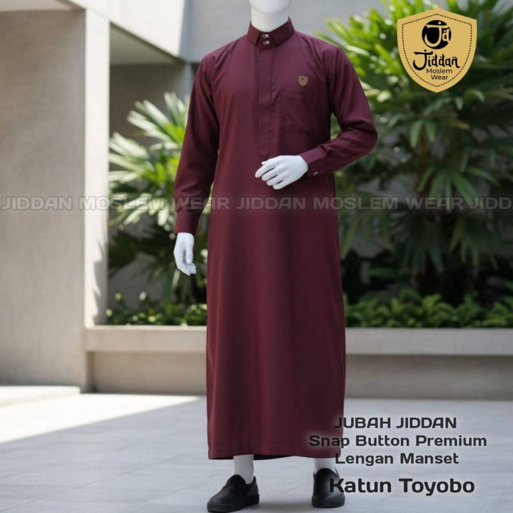 Jubah JIDDAN Lengan Panjang MANSET  kerah KEMEJA  Premium Import Gamis Shalat Pria Jubah Murah