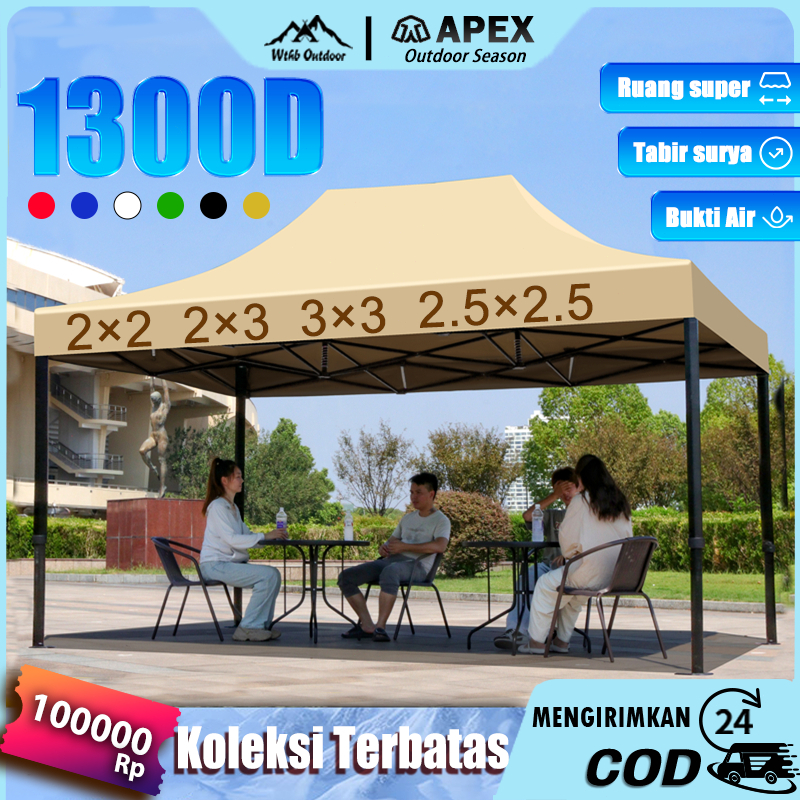 Tenda Jualan 2×2/3x3 Tenda lipat besi Tenda Lipat 1300D tenda jualan full set Tenda Bazar Outdoor