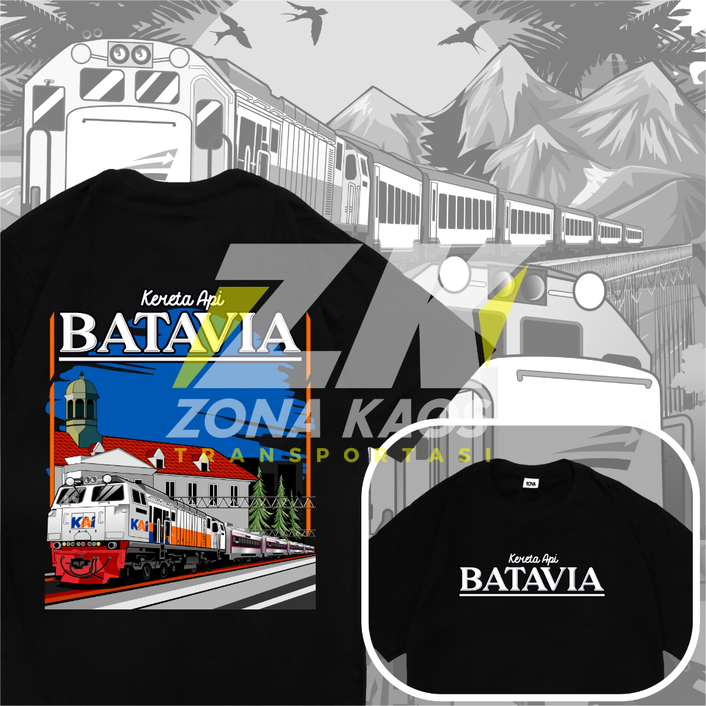 ( FREE STIKER ) KAOS KERETA API BATAVIA KAI ANAK DAN DEWASA - BAJU KERETA API KAI ANAK DAN DEWASA