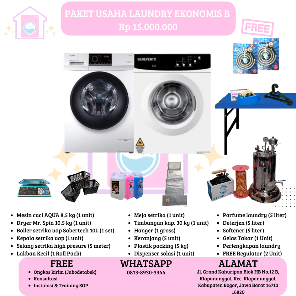(BISA CUSTOM) Paket Usaha Loundry Hemat B Lengkap Murah