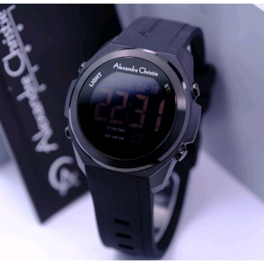 Alexander Christie 9342 Digital Rubber Jam Tangan Pria Original