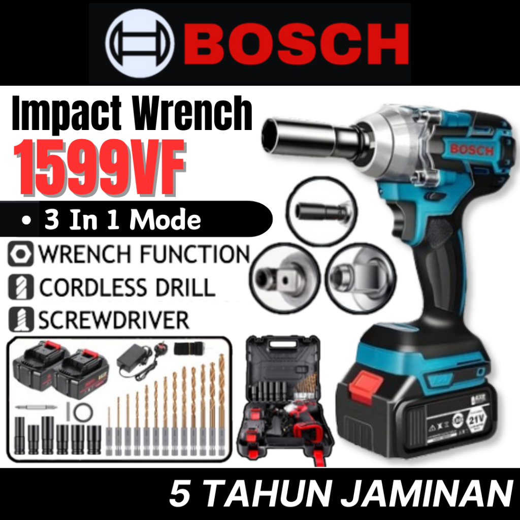 Bosch 3 in1 Cordless Impact Wrench Electric Brushless Impact Driver Screwdriver/Kunci Impact 3-in-1
