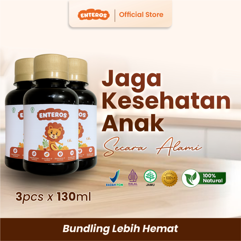 Enteros - Mencegah Flek Paru Pada Anak | Halal & BPOM 130 ml | 3 Botol