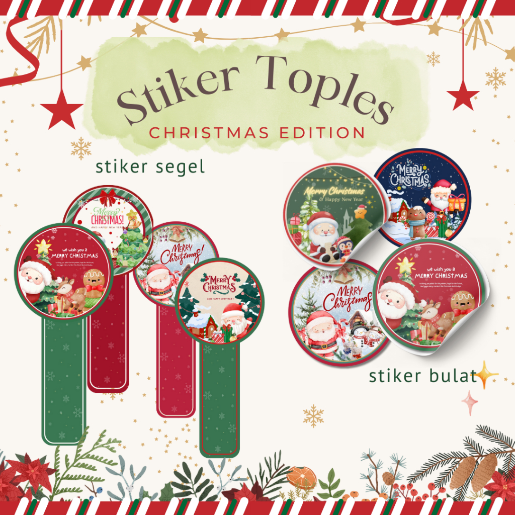 Stiker Toples Natal | Stiker Bulat | Stiker Segel Toples