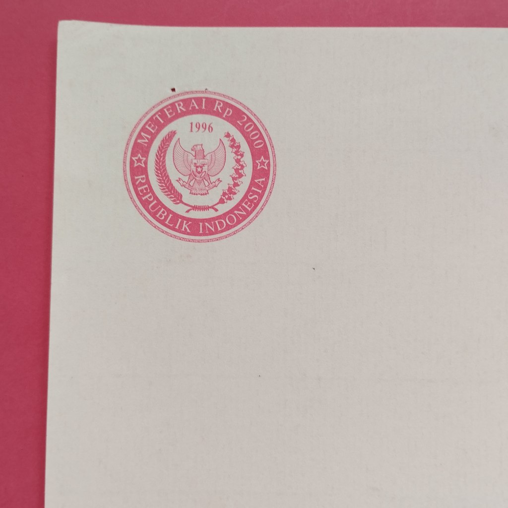 Kertas Segel Rp 2.000 Tahun 1996 Single