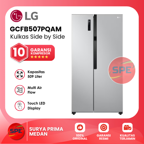 KULKAS SIDE BY SIDE LG KAPASITAS 509 LITER GCFB507PQAM GARANSI RESMI (MEDAN)