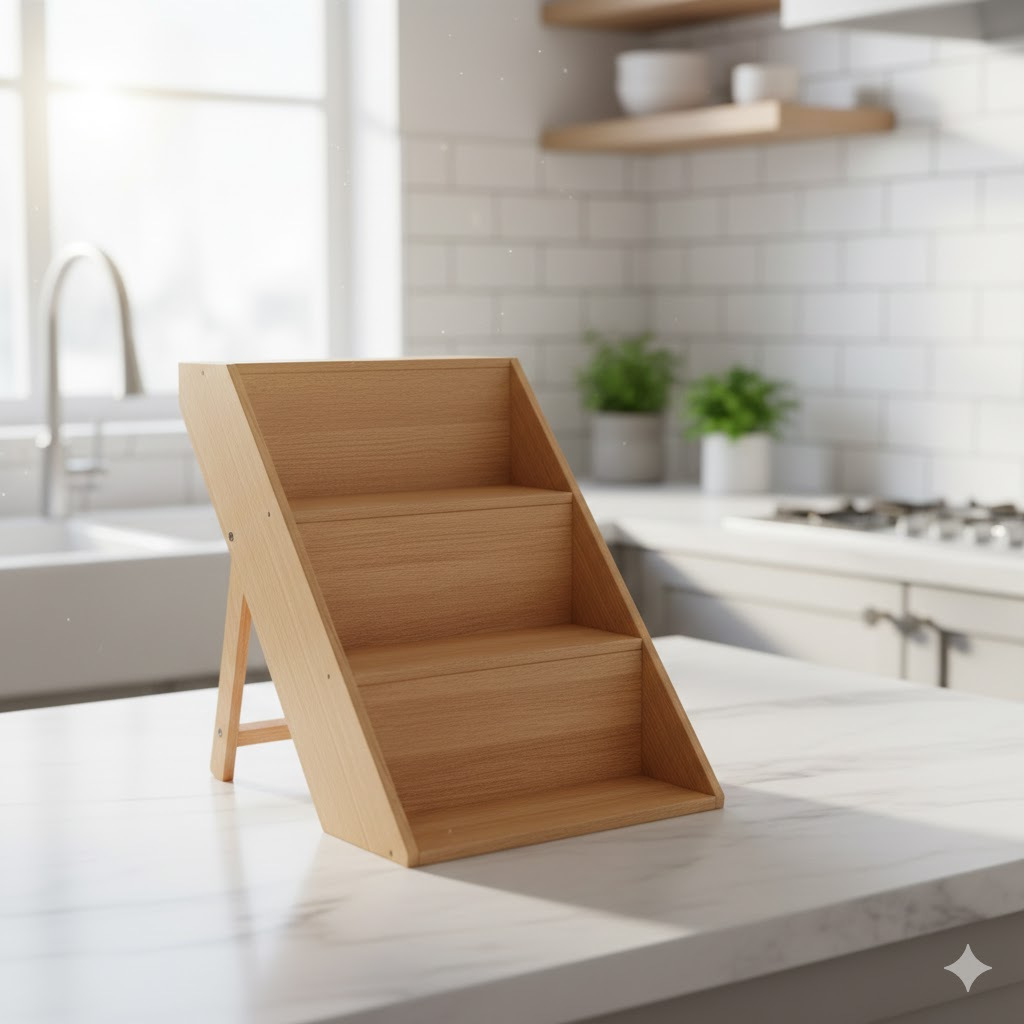 Rak Bumbu Kayu Pinus Rak Dapur 3 Susun Tempat Bumbu Dapur Estetik Serbaguna