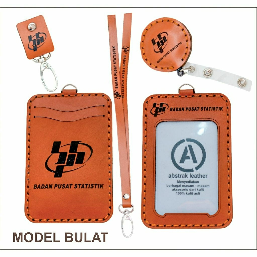 Id Card Kulit Premium Holder Name Tag Lanyard Name Tag Custom Logo Nama Atau Foto Gratis Desain