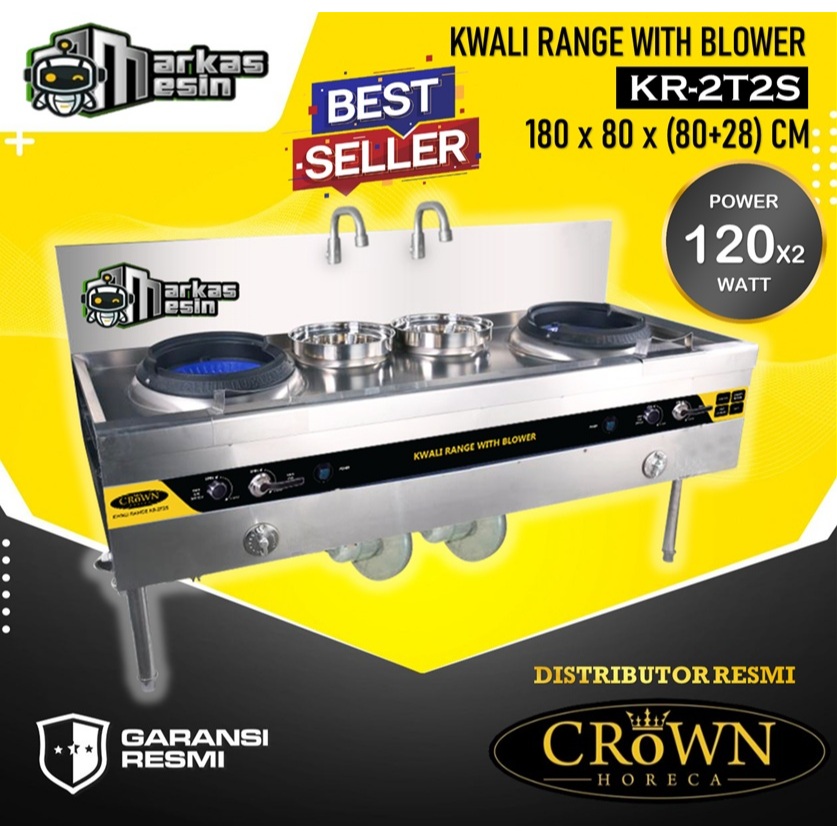 Kwali Range with Blower CROWN KR-2T2S Kwali Range High Pressure HKR-2T2S 2 Burner 1 Soup Ring