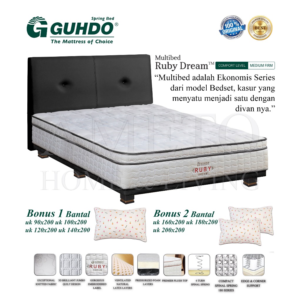 Guhdo Springbed Multi Bed Ruby Dream Latex 180x200 HB Bravo Full Set