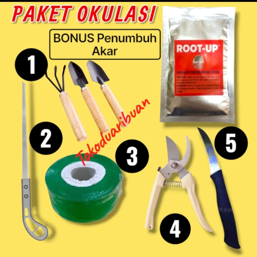 PROMO PAKET MURAH  Alat grafting Okulasi Cangkok Sambung Tanaman 5in1 Bonus Hormon Penumbuh Akar ROO