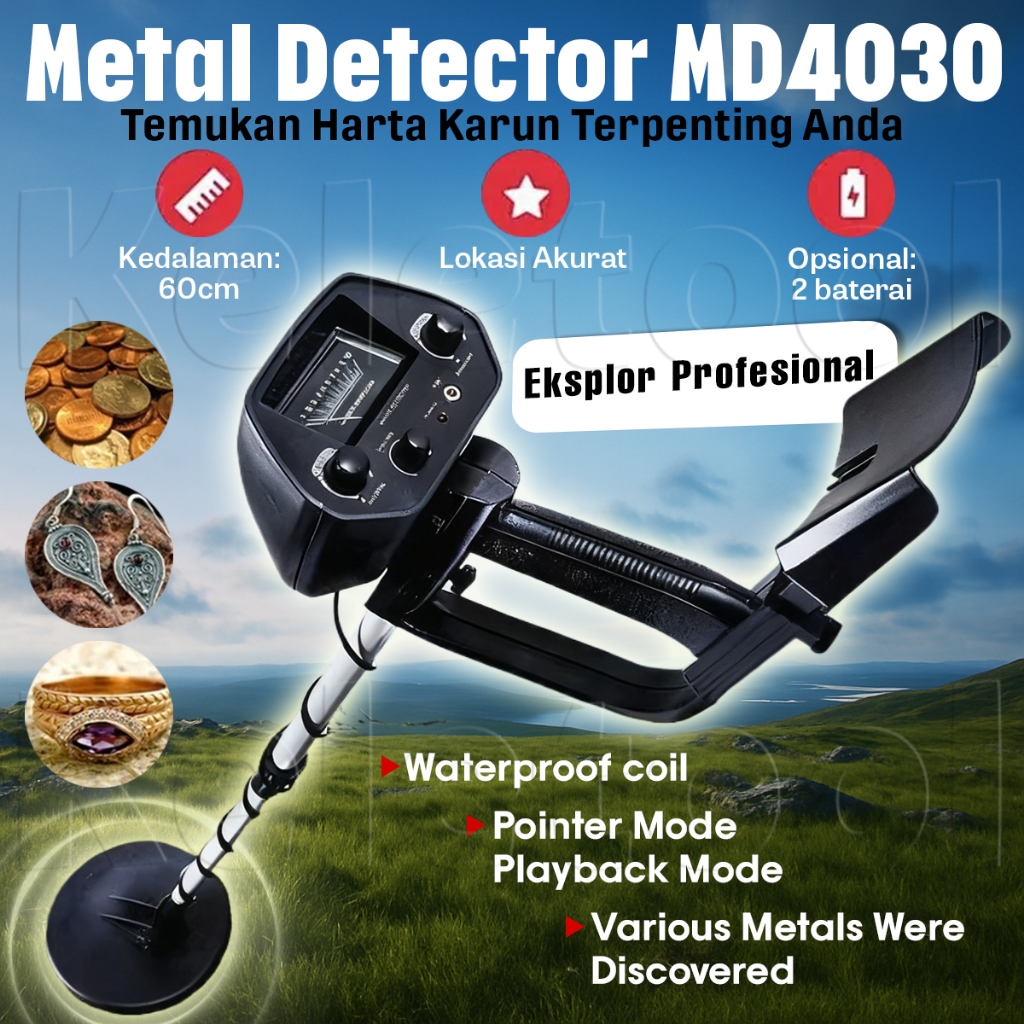 Detektor Logam Emas MD4030 Metal Detektor Pendeteksi Emas Logam Bawah Tanah Logam Waterproof Metal B