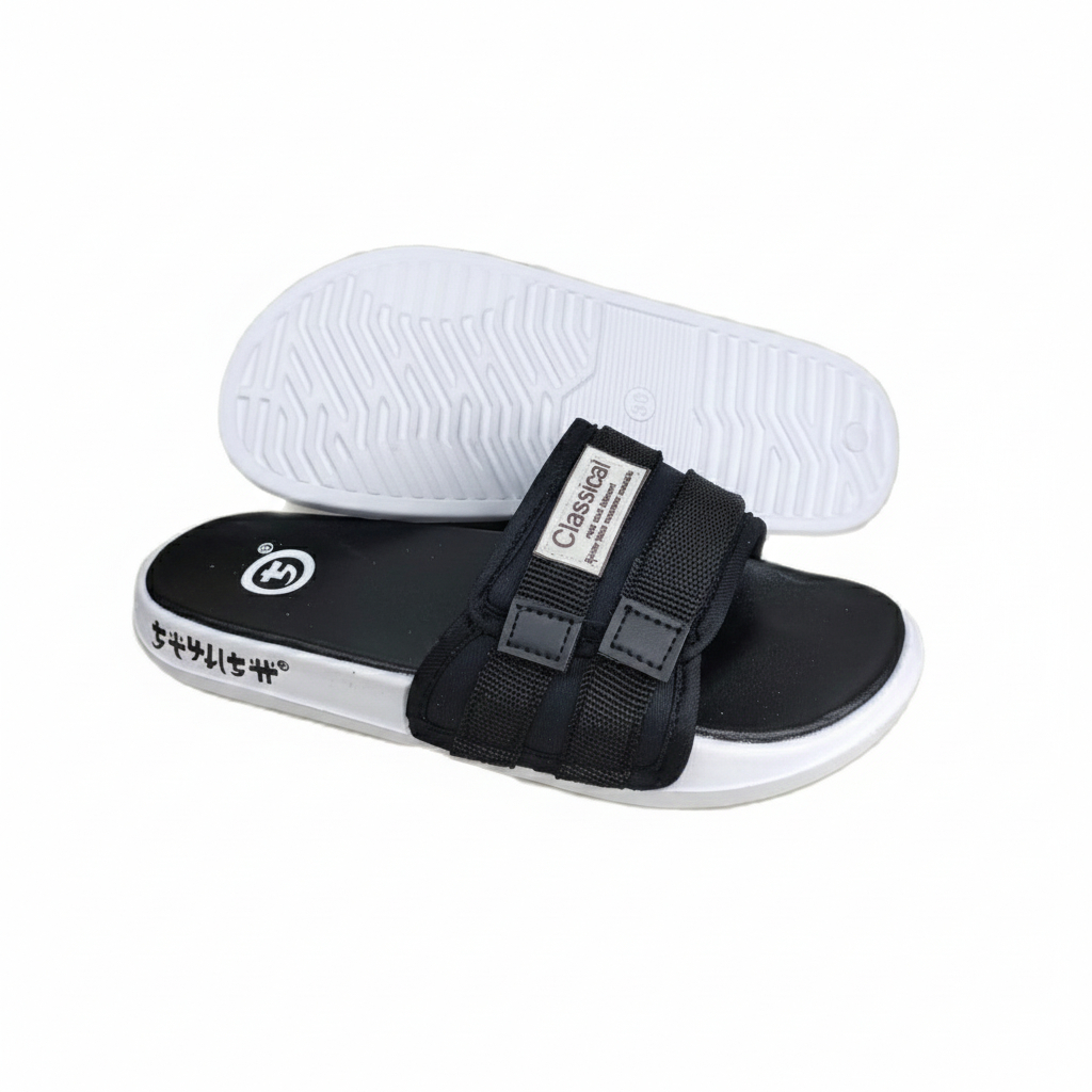 Gsk - Clasical 06 Distro Sol Putih - Sandal Slide webbing | Sandal slop | Sandal Slide