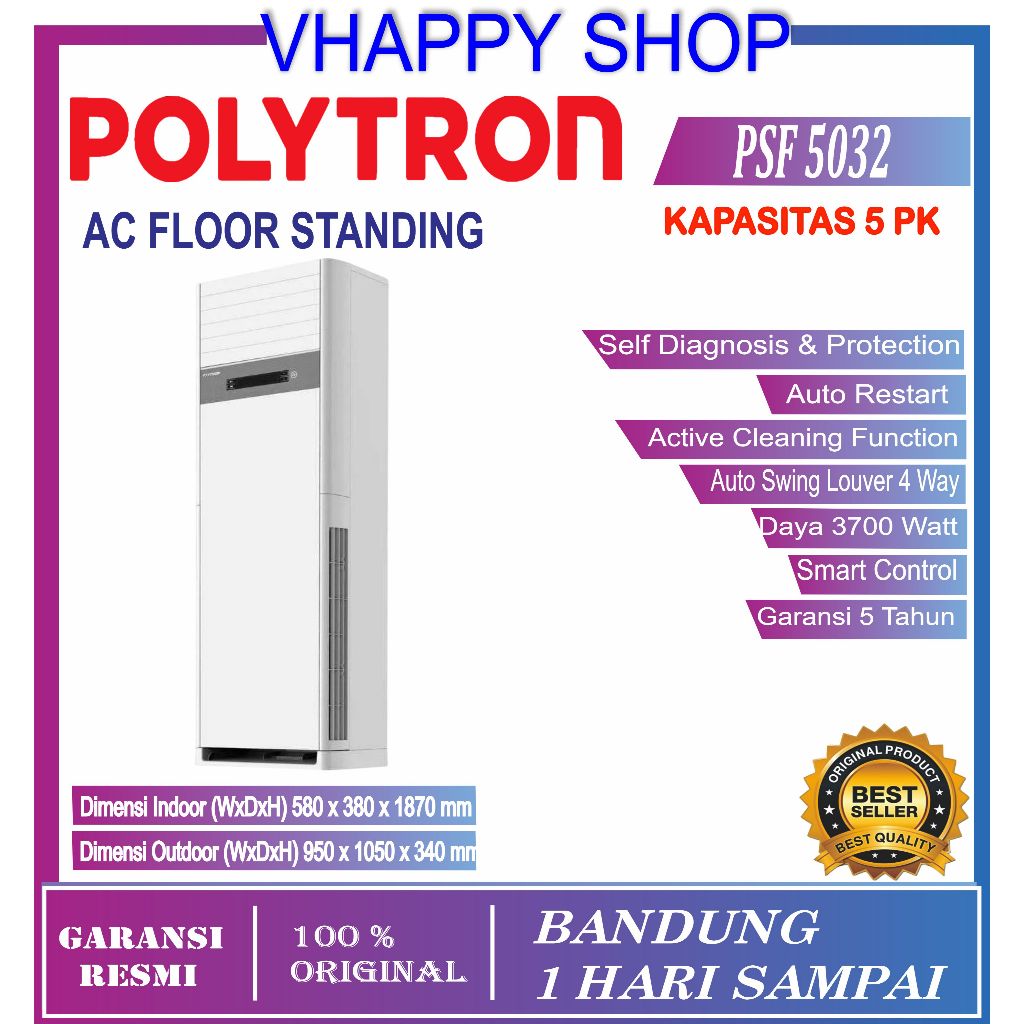 AC Floor Standing 5 Pk Polytron PSF-5032 Garansi Resmi
