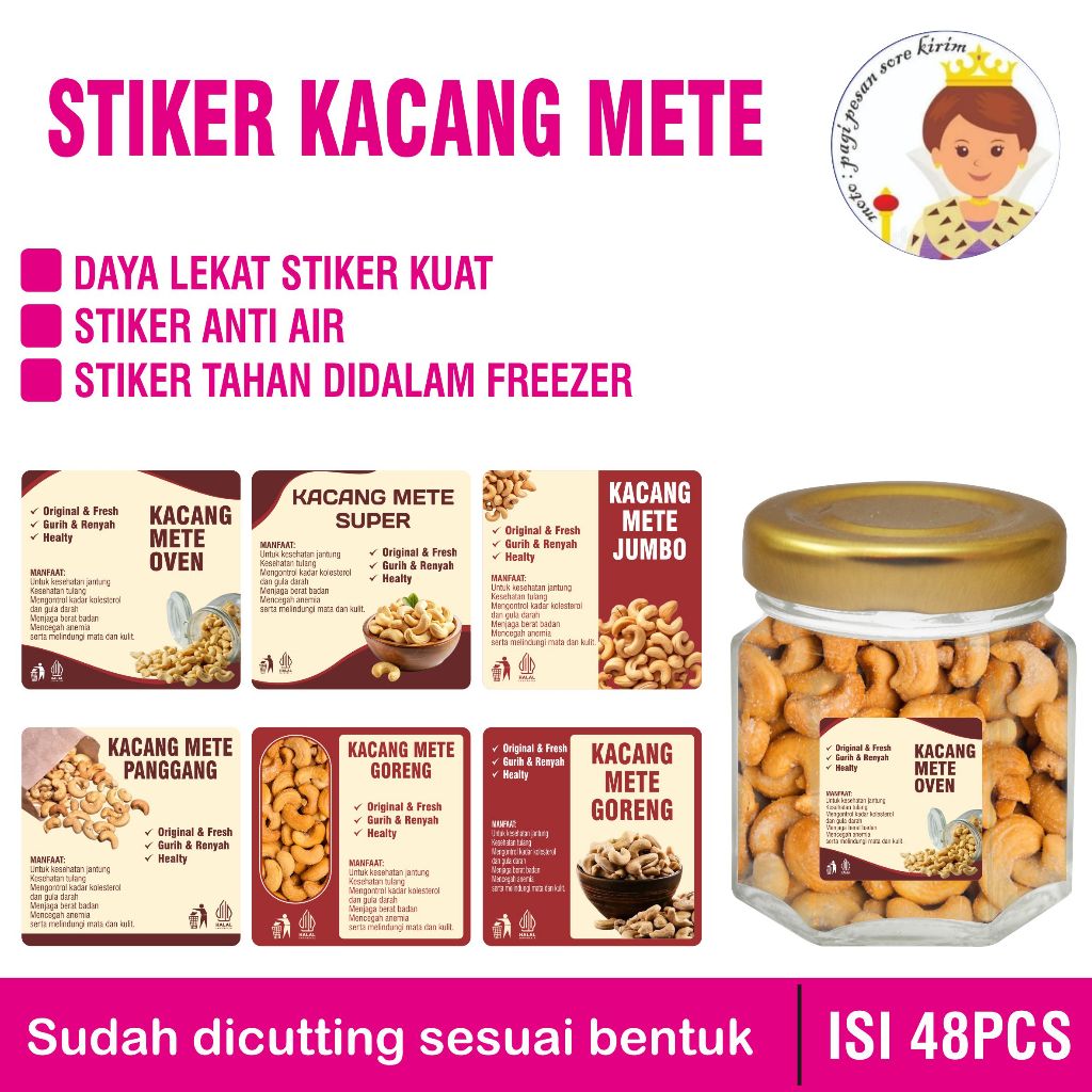 STIKER KEMASAN TOPLES / STIKER  KUE / STIKER CEMILAN / STIKER KACANG METE