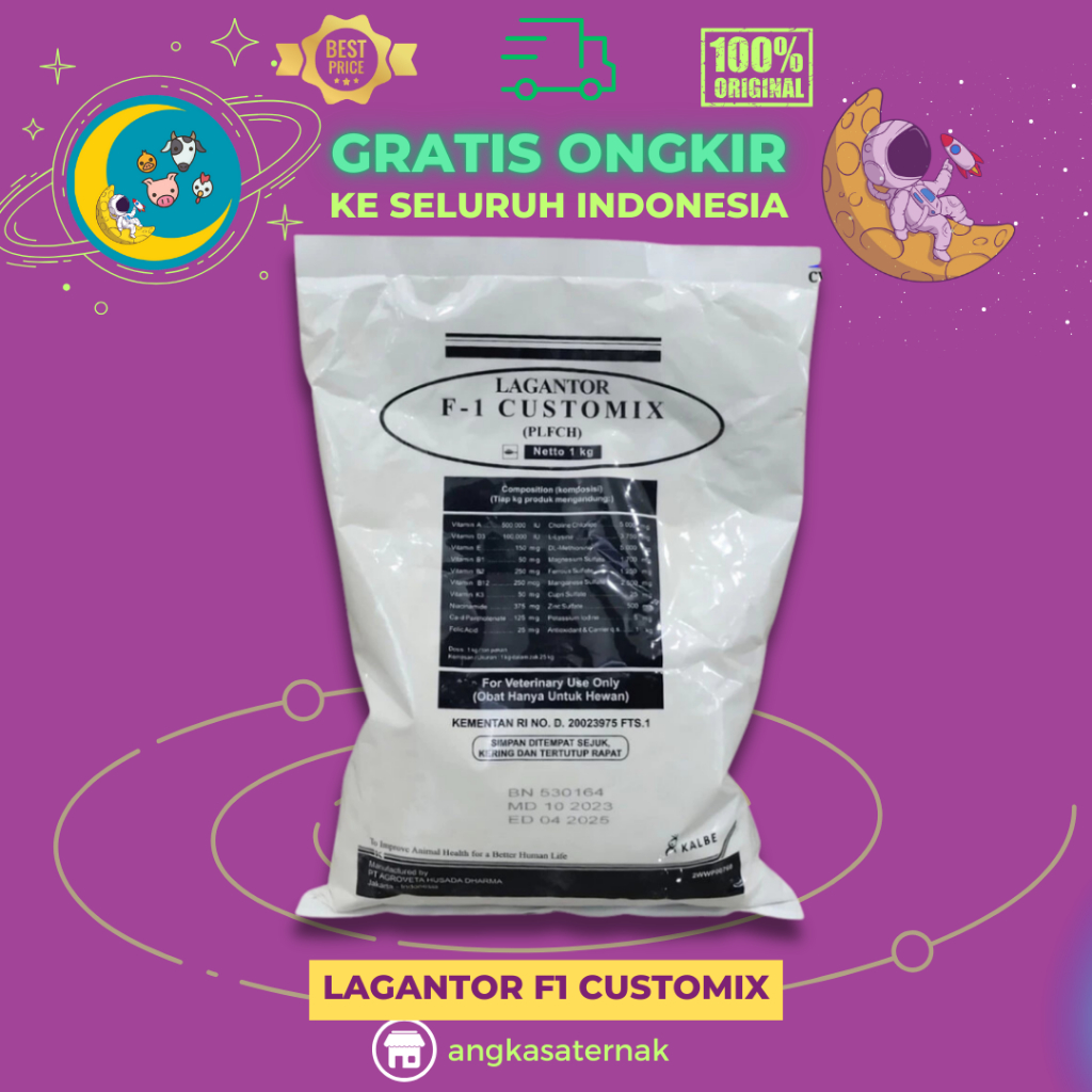 LAGANTOR F1 CUSTOMIX 1 KG - Premix Berkualitas Penggemukan Hewan Pedaging.